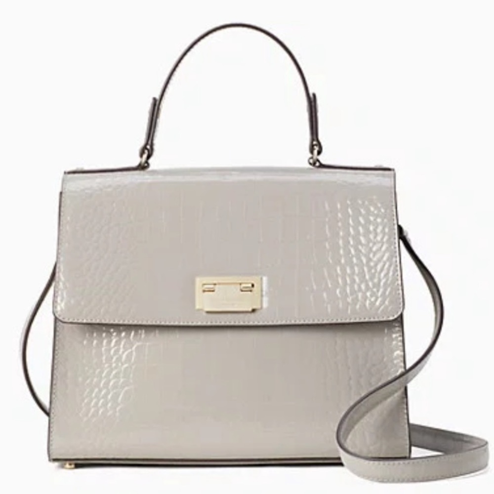 Kate Spade Doris gray Crocodile Embossed Appearance Satchel